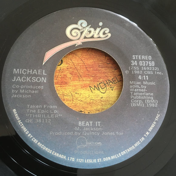 MICHAEL JACKSON - Beat it (original 1983) / 34 03759 / Canada - 45 tours/rpm 7