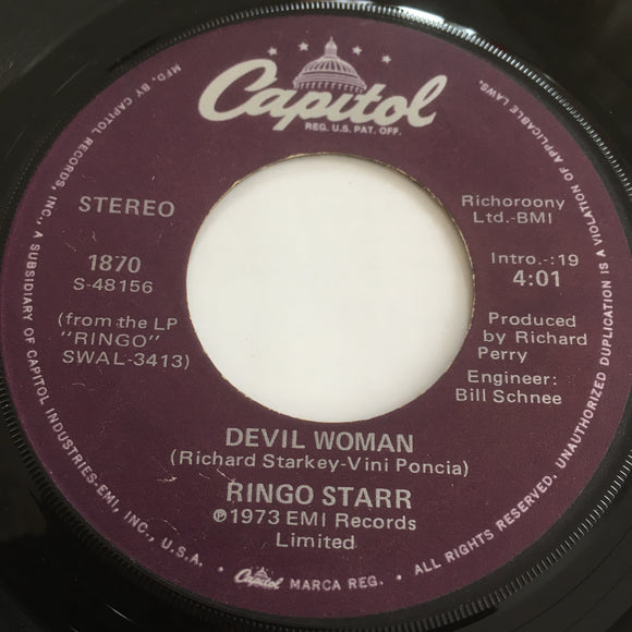 RINGO STARR - You're Sixteen (Original 1973) / 1870 / Canada - 45 tours/rpm